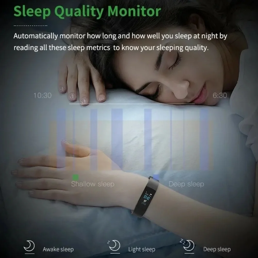 Fitness Tracker Smart Watch Wristband Fitbit Style Activity Monitor-Dark Navy